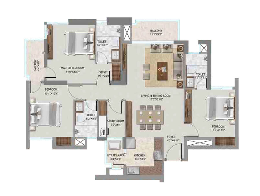 SS Cendana 3 bHK 1450